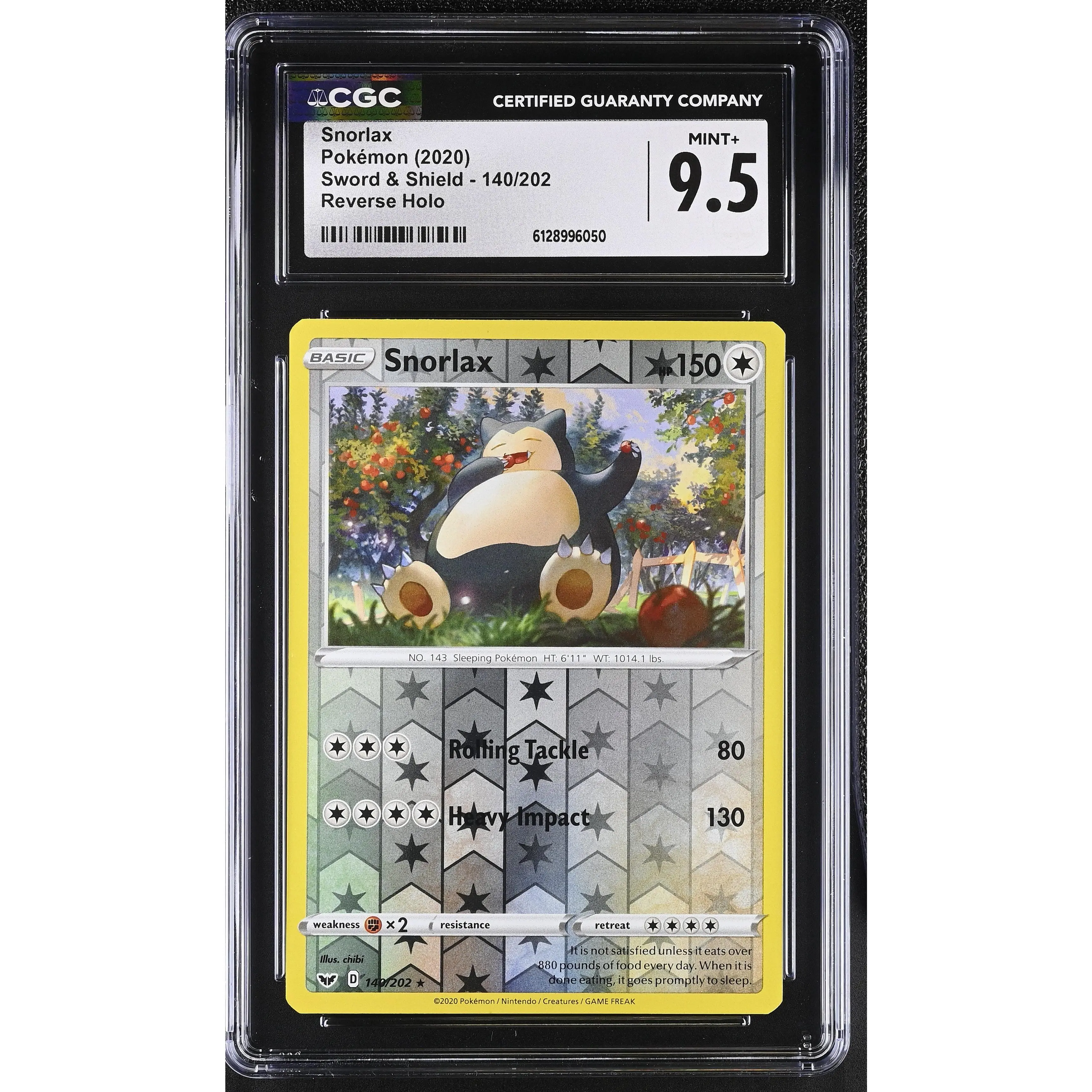 POKEMON TCG: SWORD & SHIELD BASE SET - SNORLAX - 140/202 (REVERSE HOLO) (ENGLISH) (GRADED / CGC 9.5) (📌 CONDITION 9.5)