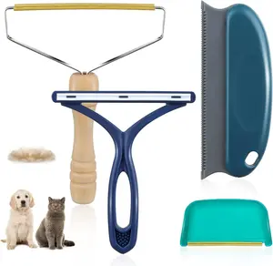 4 Pack Pet Hair Remover | Reusable Lint Shaver for Couch & Furniture | Portable Carpet Rake & Scraper Brush for Blankets, Clothing & Car Upholstery