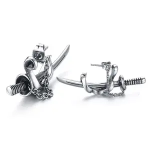New creative fashion punk style men's sword pendant earrings trendy men's earrings cool