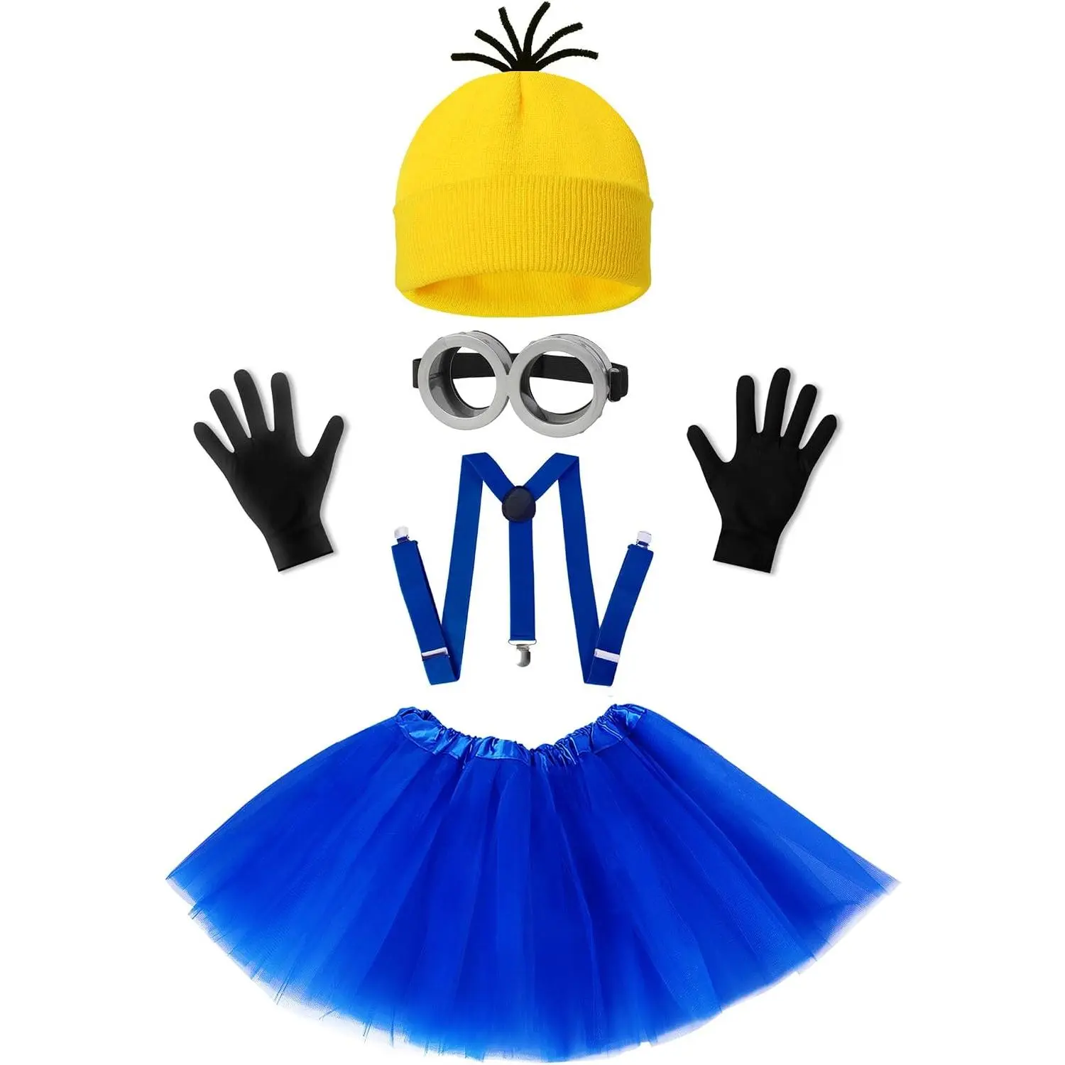 5 PCS Halloween Costume for Kids Girls,Goggles/Beanie/Tutu Skirt/Suspenders/Gloves Halloween Costume AccessoriesGift.