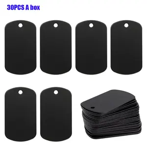 30 PCS One box stamping Blank Aluminum Dog Metal Aluminum Pendket Box label Military Necklace Key chain accessory Listing Square Shield Pet ID Light Edition DIY logo (2 * 1 inch) 1mm thick