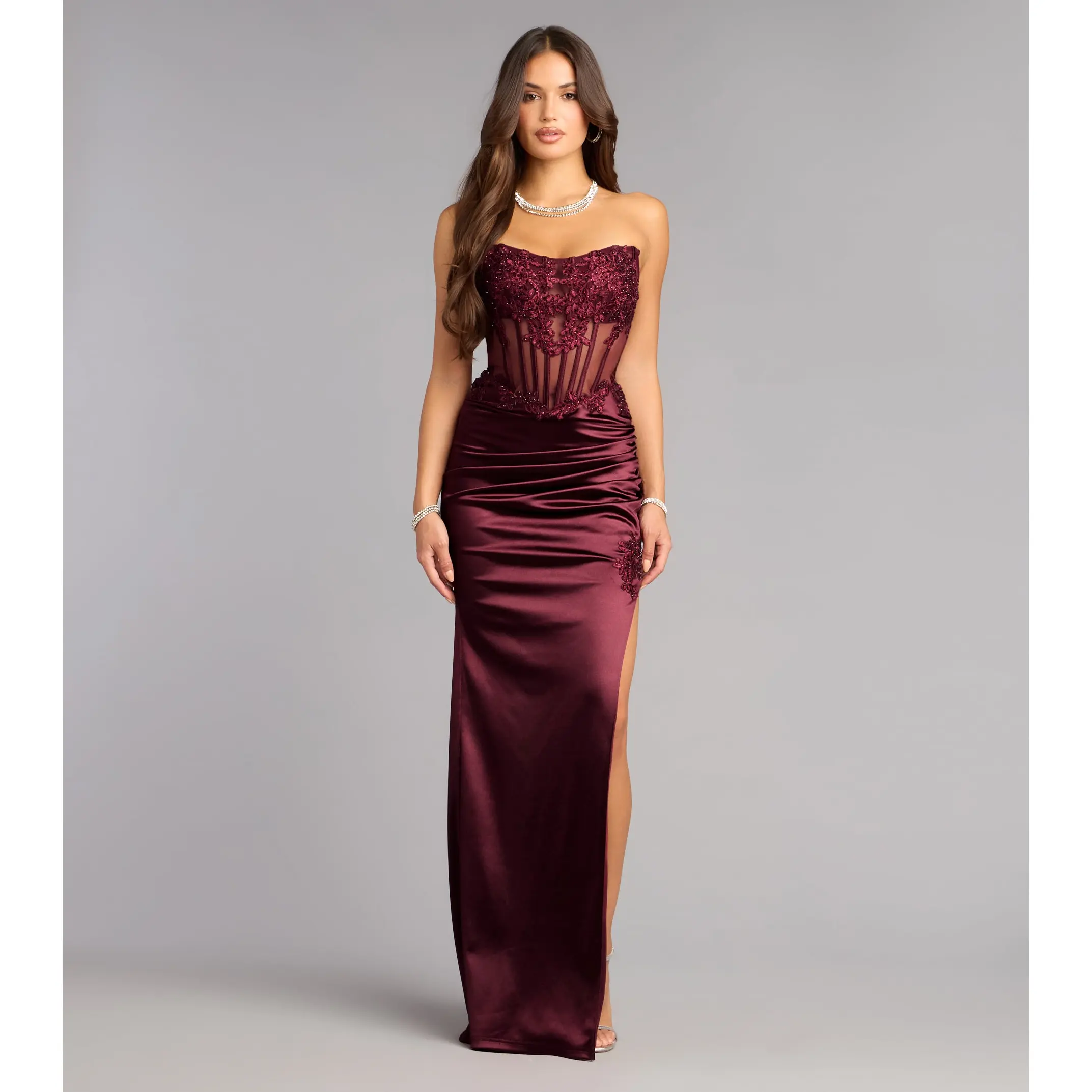 Adria Satin Corset Column Formal Dress - TikTok Shop Adria Satin Corset Column Formal Dress - TikTok Shop