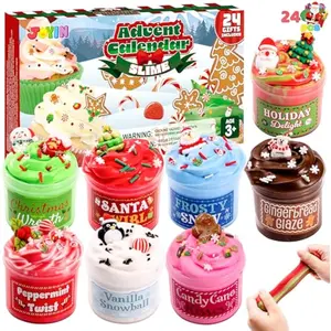 2025 Slime Advent Calendar, 24 Days Christmas Countdown Calendar Kit with Xmas Dessert Theme Accessories, Xmas Party Favors Supplies, Kids Fun Gifts for Boys Girls