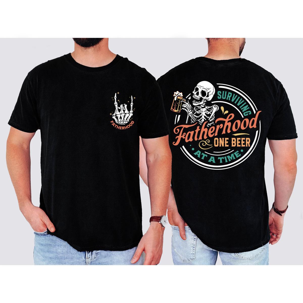 Surviving Fatherhood One Beer At A Time T-Shirt, Father’s Day Funny Birthday T-Shirt Gift For Dad TK43GN, Cotton Menswear