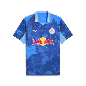 PUMA Mens X Kidsuper Fc Red Bull Salzburg Collared Short Sleeve Replica Jersey Casual - Blue, Yellow