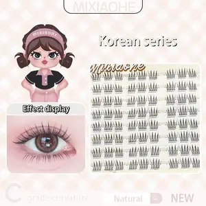 MIXIAOHE short glue-free false eyelashes 96 clusters can be recycled and reused Korean style natural and long-lasting segmented C curl comes with adhesive strips suitable for beginners, Self Adhesive Eyelashes