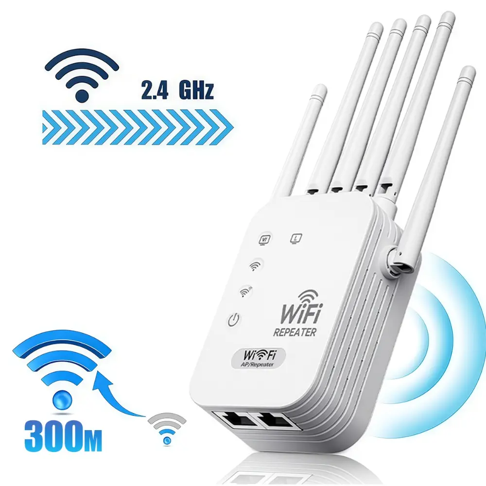 2.4G Hz WiFi Extender Wireless Repeater with Ethernet Port 300 mbps Wireless Repeater WiFi Extender Signal Booster Internet Booster AP/ Repeater Connection Compatible with More Devices WiFi Range Extender