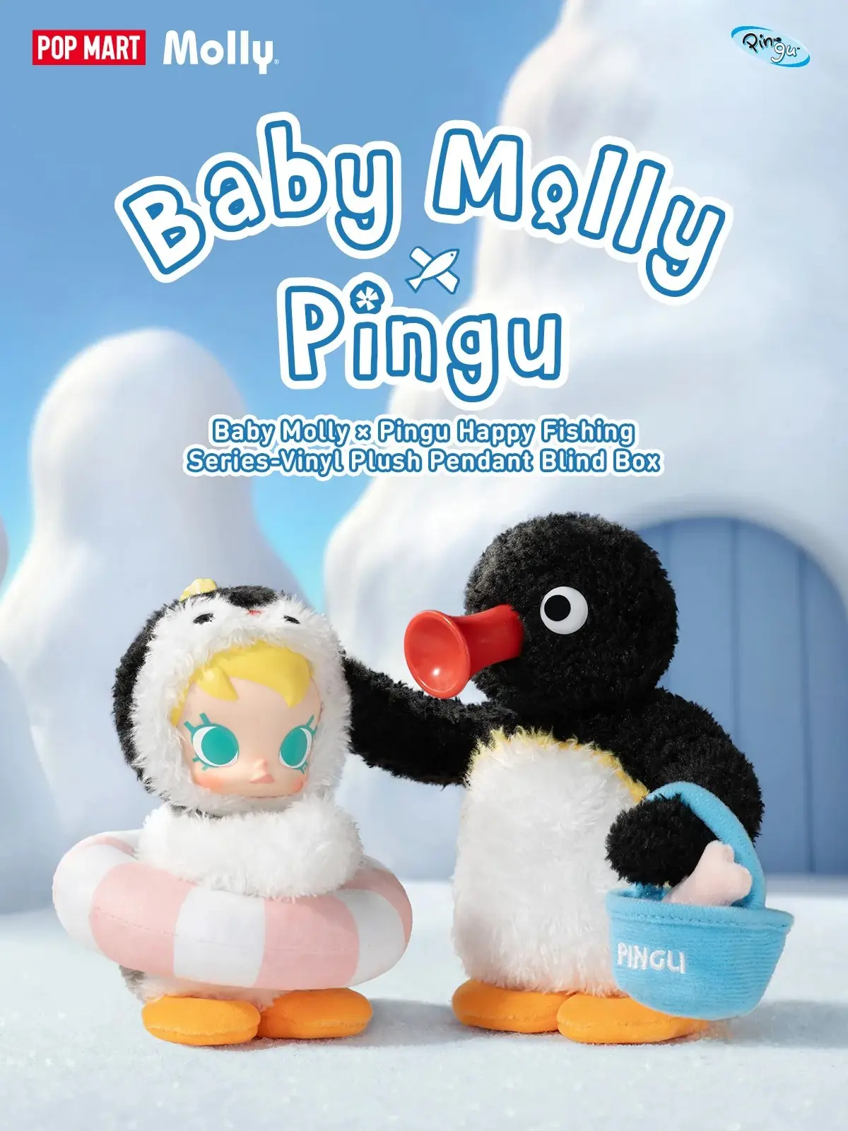 cat10722) POP MART Molly Baby Molly × Pingu Happy Fishing Series 