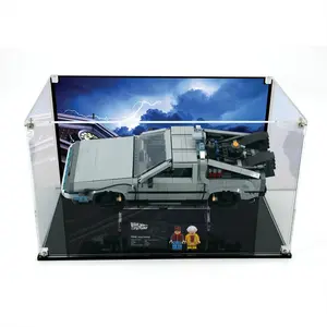 Acrylic Display Case UV Print Compatible with LEGO® 10300 Icons Back to the Future DeLorean - Set Not Included