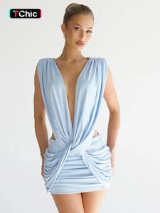 Women's Fashion Sleeveless Ruched Dress, Trendy Cross Twist Knot Design, Solid Color Fitted Style, Casual Wear, Perfect for Daily Use, Womenswear, Everyday