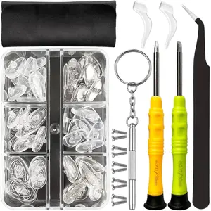 Eyeglass Nose Pads, 22 Pairs Screw-in Eyeglasses Nose Pads, Upgraded Glasses Nose Pad Replacement Kit with Eyeglass Screwdriver, Tweezers, Glasses Cloth, Small Screws.