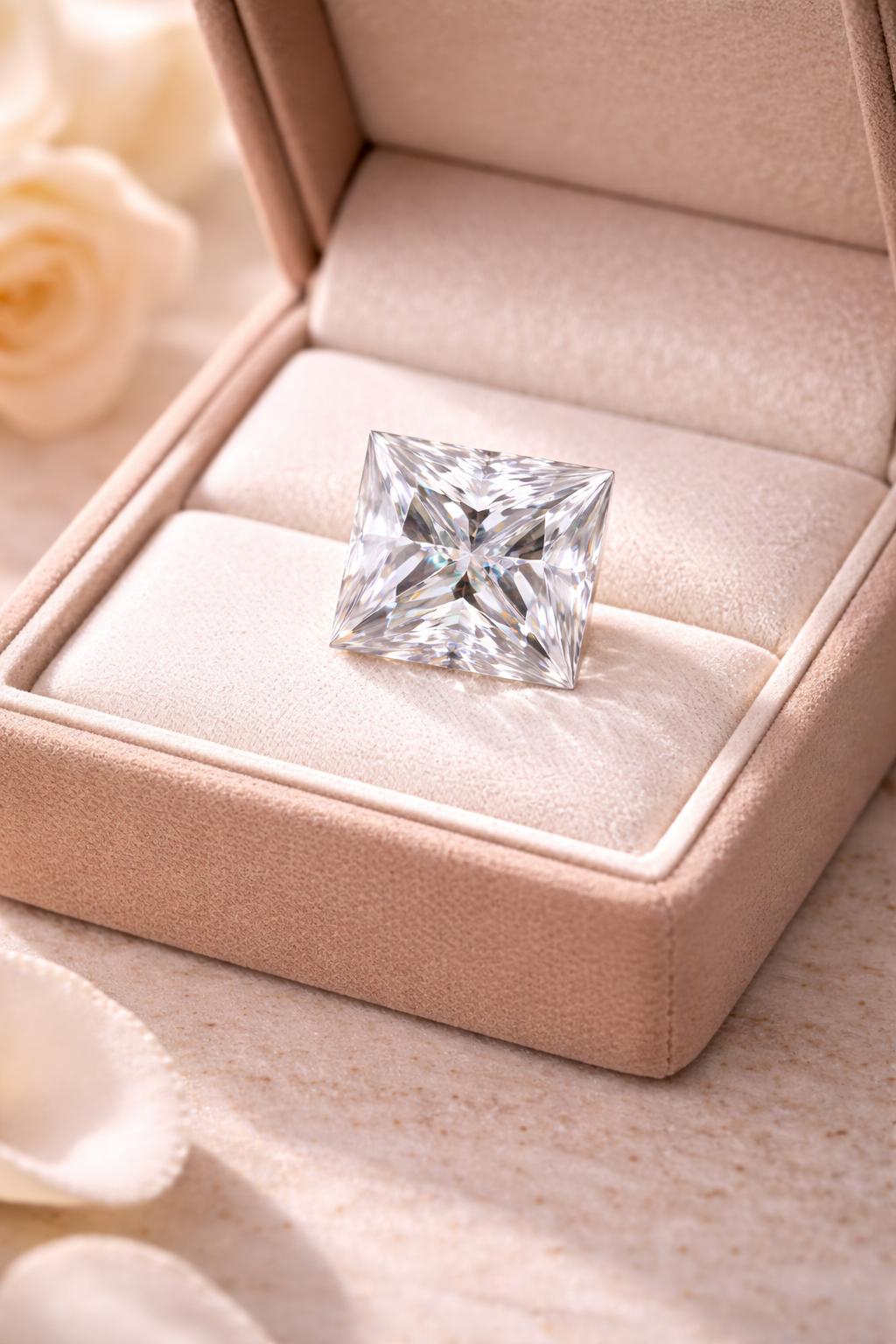 Square cut natural diamond and sapphire diamond come with certificates.