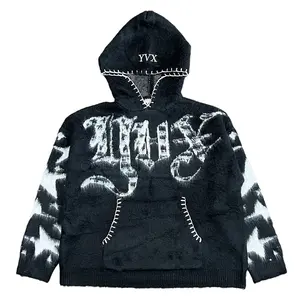 YVX Mohair Flag Hooded Sweatshirt Black