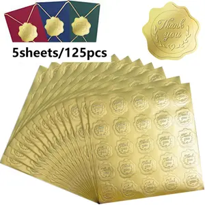 Golden embossed happy birthday label sticker envelope self-adhesive embossed gold foil seal greeting card gift packaging