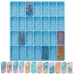 1count Blue Mold for Epoxy Domino Mold for Resin Candy Molds Clay Mold Dominoes Molds 28 Cavities Silicone Mold for Pendant Epoxy Molds Cake Jewelry Making Too