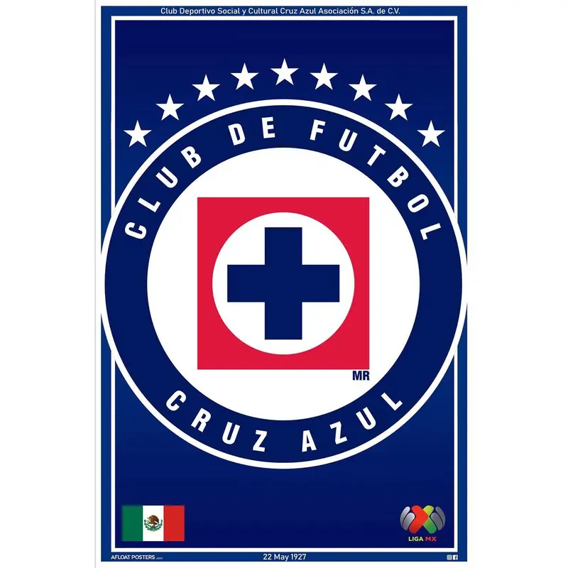 Cruz Azul Poster, Liga MX Poster, Souvenir for Football Lover, Soccer Gifts, Birthday Gifts for Him
