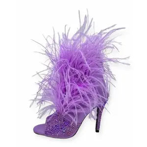 The Foxy Open-Toe Purple Stiletto with Premium Feathers