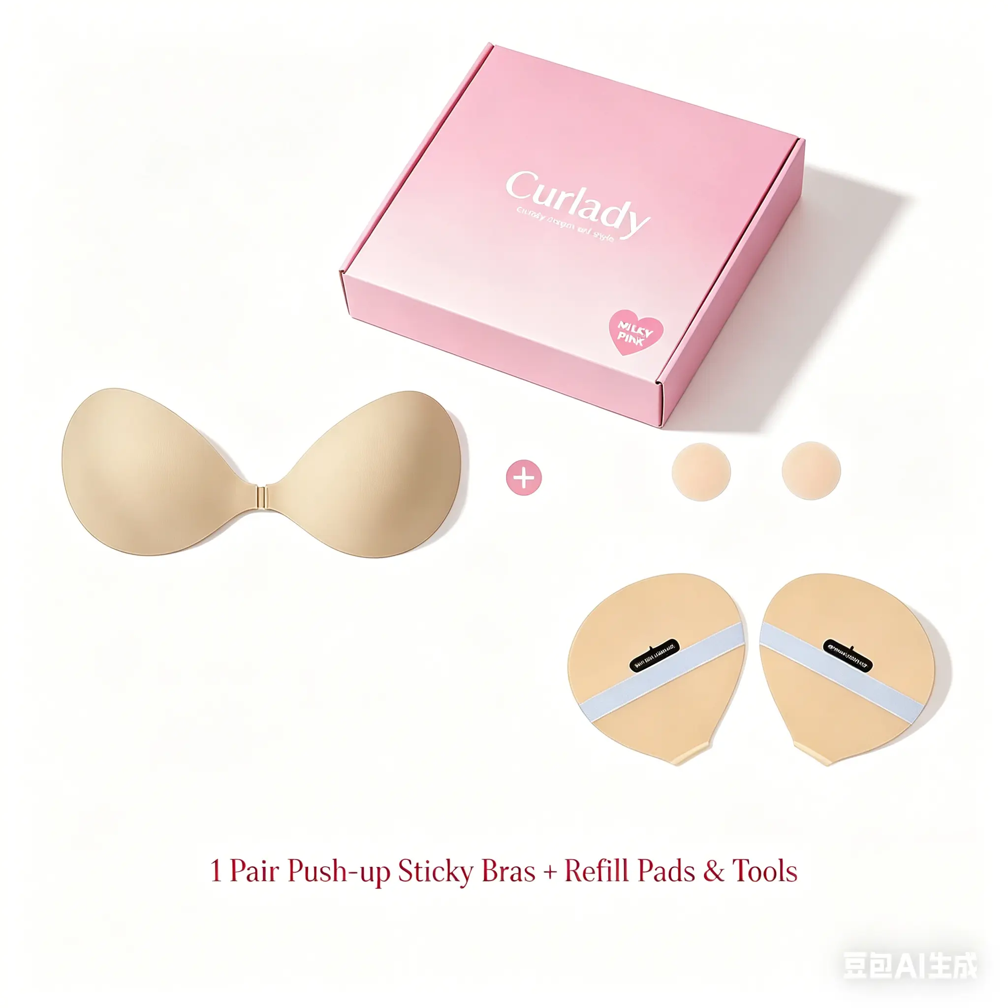 Invisible Push-Up Adhesive Bra – Waterproof, Sweatproof, Portable, Reusable, Washable, Strapless, Travel Essential