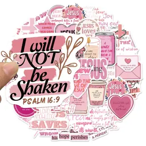 50PCS Pink Bible Jesus Cute Creative Waterproof Stickers