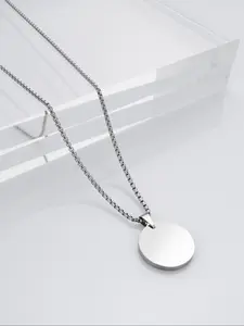 Men's Silver Color Stainless Steel Pendant Necklace, Minimalist Chain, Simple Versatile Design, Daily Wear Jewelry, Unisex Accessory