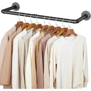 36 INCH Clothes Rack Wall Mounted, Industrial Pipe Garment Rack, MultiPurpose Clothing Rod For Closet, Laundry Room, Retail Dis