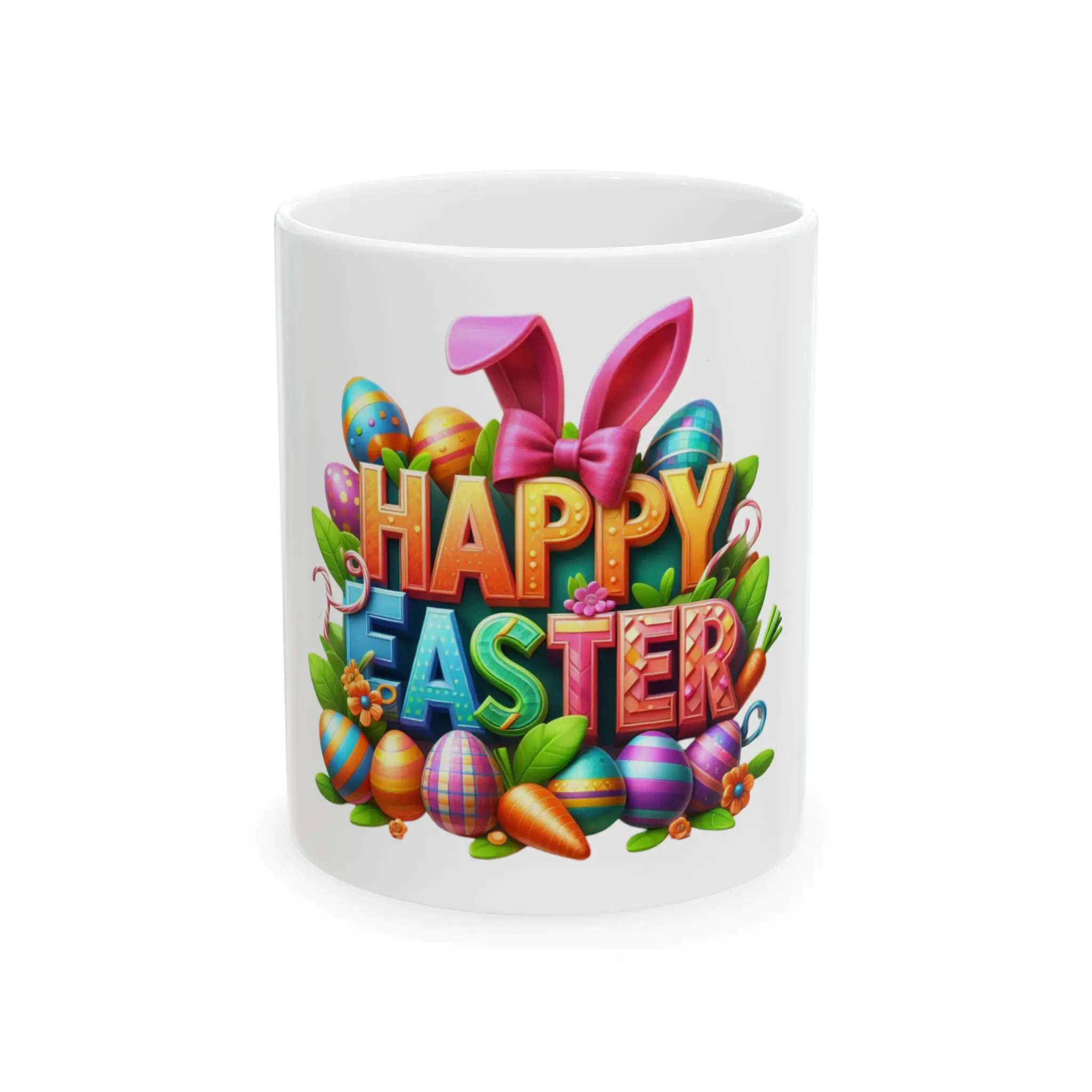 Happy Easter Bunny Eggs Mug | Ceramic Coffee Cup