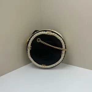 Pre-owned CHANEL Calfskin Crossbody Bags En Vogue Small Round Black CPU0402