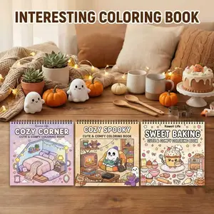 3pcs Adult Coloring Books Set - Sweet Baking & Spooky Cozy Corner Theme - High-Quality, Opaque, Super-Sensitive Paper with Clear Lines - Vibrant Illustrations for Beginners and Enthusiasts - Perfect Gift for Easter, Birthdays, Valentine's Day