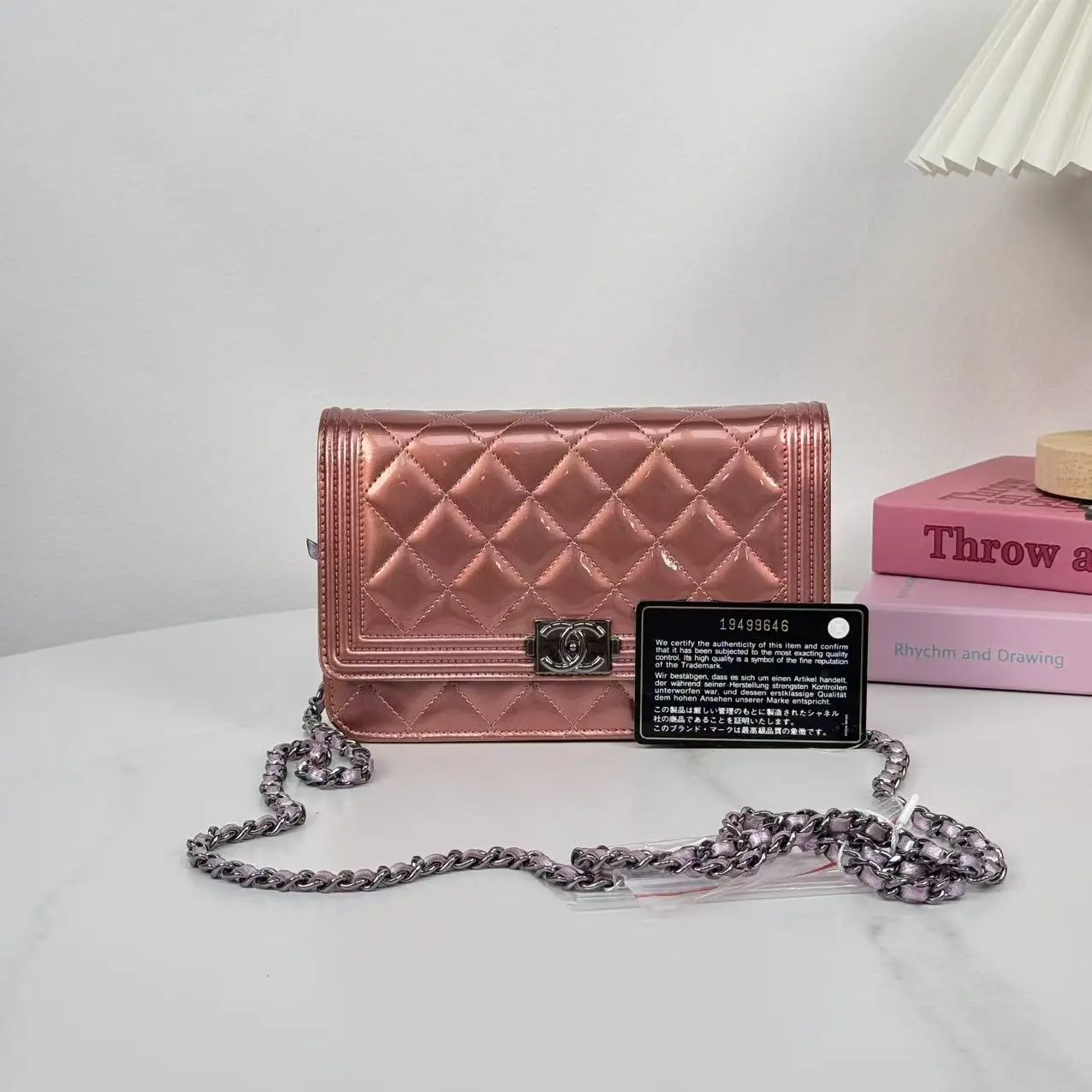 Pre-owned CHANEL Pink purple patent leather bag