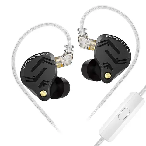 KZ ZS12 PRO X Electronic Sound Isolator Wired Headphones, 1DD+5BA HiFi Gaming Earbuds for Audiophiles, Diecast Metal 2PIN Detachable Cable, 3.5mm Jack with HD Mic for Desktops, Game Console, 20kHz Support