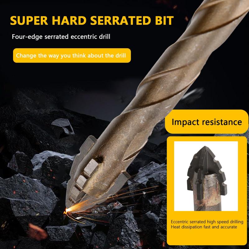 7PCS High-hardness Sawtooth Eccentric Drill Bit Set, Power Metal-Tool Accessories for Tile, Ceramic, Glass, Marble, Concrete, Stainless Steel, Hardware, Heavy Duty Tool Accessories, Ceramic Drill Bits