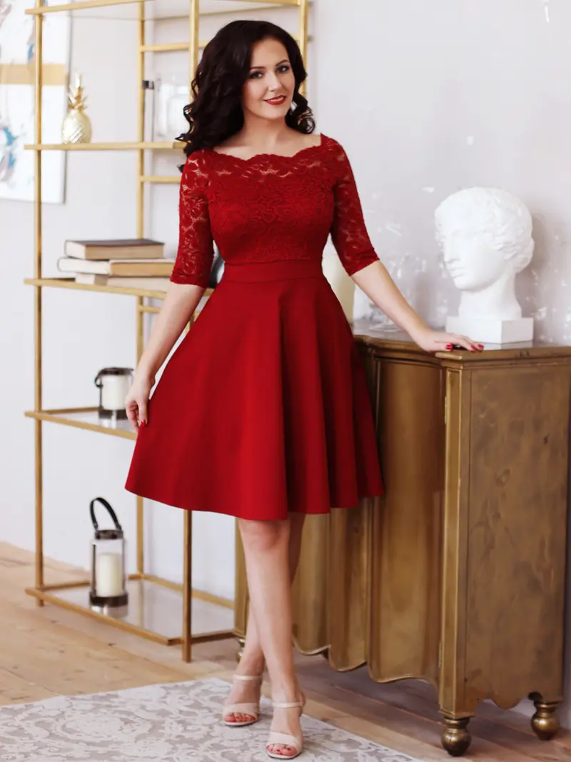 slim fit dress slacks Ready to Wear Blue Vintage Style Tea Length Formal Dress Edena Size 4 / Blue main image 0