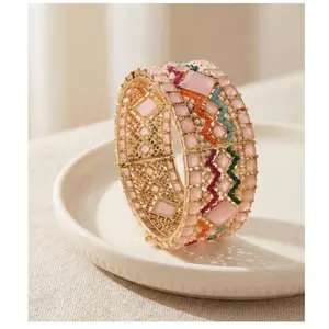 Nauratan Openable Single Bangle Pakistan Bridal Jewelry Statement Bracelet Size 2.4 2.6