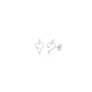 Heart Arrow White Gold Plated Girl's Stud Earrings Earth2Jane