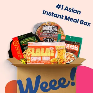 Asian Instant Meal Box ($31 Value) -SAYLALA Chili Oil Noodles, Steamed Rice Noodle Rolls, Self-Heating Rice Pot & Spicy Hot Pot with Vegetables