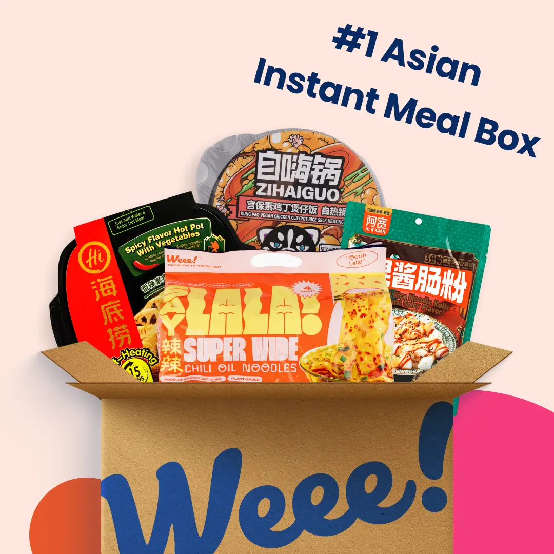 Asian Instant Meal Box ($31 Value) -SAYLALA Chili Oil Noodles, Steamed Rice Noodle Rolls, Self-Heating Rice Pot & Spicy Hot Pot with Vegetables