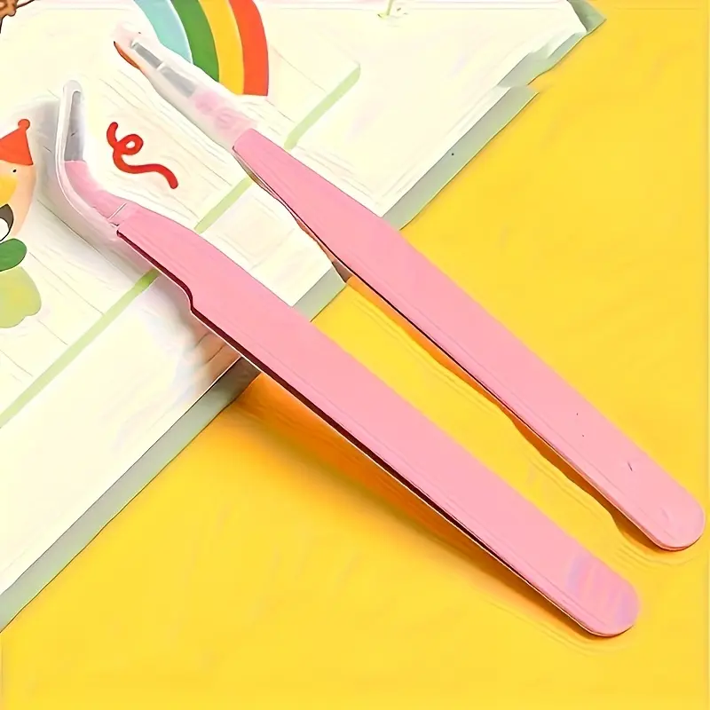 Stainless Steel Precision Tweezers Set, DIY Tools for Art & Crafts Projects, Multiple Colors Available, Ideal for Scrapbooking & Eyelashes, Home School Office, Perler Beads, Cake Decorating Tools, Tweezer Duo