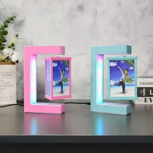 Levitating Photo Frame - Magnetic Floating Picture Frame with LED Light, 360° Rotating 4-Sided Display for Home & Desk Decor apartment accessories