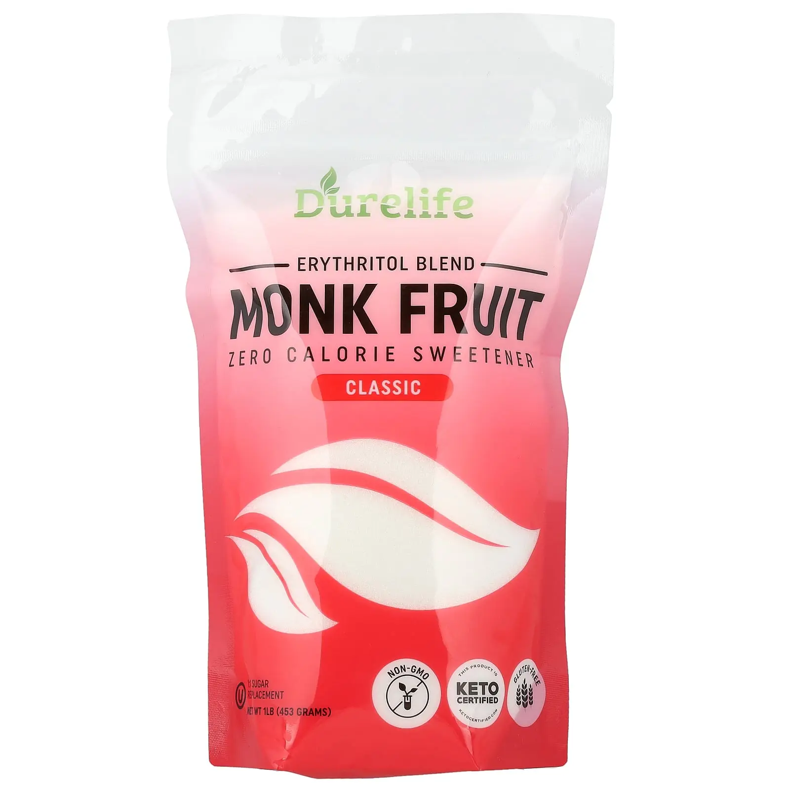 DURELIFE Erythritol Blend Monk Fruit, Classic, 1 lb (453 g)