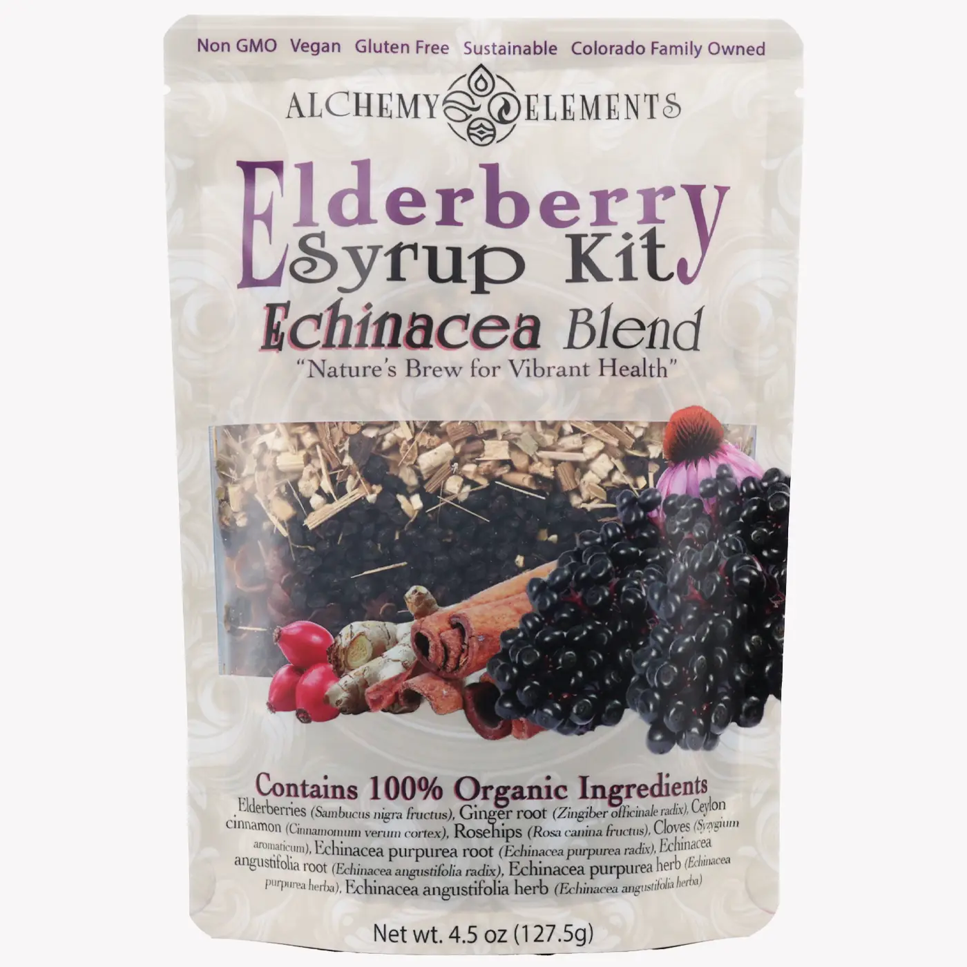 Organic Elderberry Syrup Brew by Alchemy Elements, Beverage,Sugar Free , Tea, Wellness Sweet Healthy