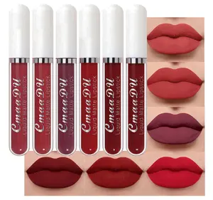 evpct 6Pcs Lipstick Matte Liquid Lipstick Lipgloss Set for Women, Dark Deep Bright Ruby Sexy Brick Red Mauve labiales mate 24 horas originales matte larga duracion 24 Hour Lipstick Long Lasting