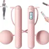 2-in-1 Weighted Jump Rope with Digital LCD Counter, Jump Count on LCD Screen, Adjustable PVC Material Cordless Handle, Anti-Skid Firm Grip Handles, Compact Carry - Home Gym Exercise Equipment for Adult Indoor/Outdoor Training Gear