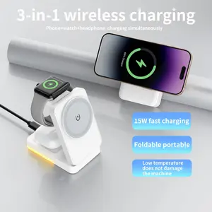Wireless Smart Charging Dock 3-In-1 Foldable Fast Magnetic Charger for Apple Devices, Compatible with iPhone 17 16 15 14 13 12 Series, AirPods 4/3/2/pro, Iwatch 2-11 Se Ultra
