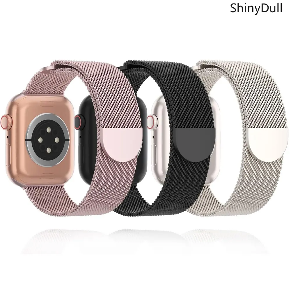 3-Pack Stainless Steel Magnetic Watch Bands, Smart Watch Accessories - Metal Strap (38-49mm, Compatible with Series 4-11, SE, Ultra/Ultra 3)