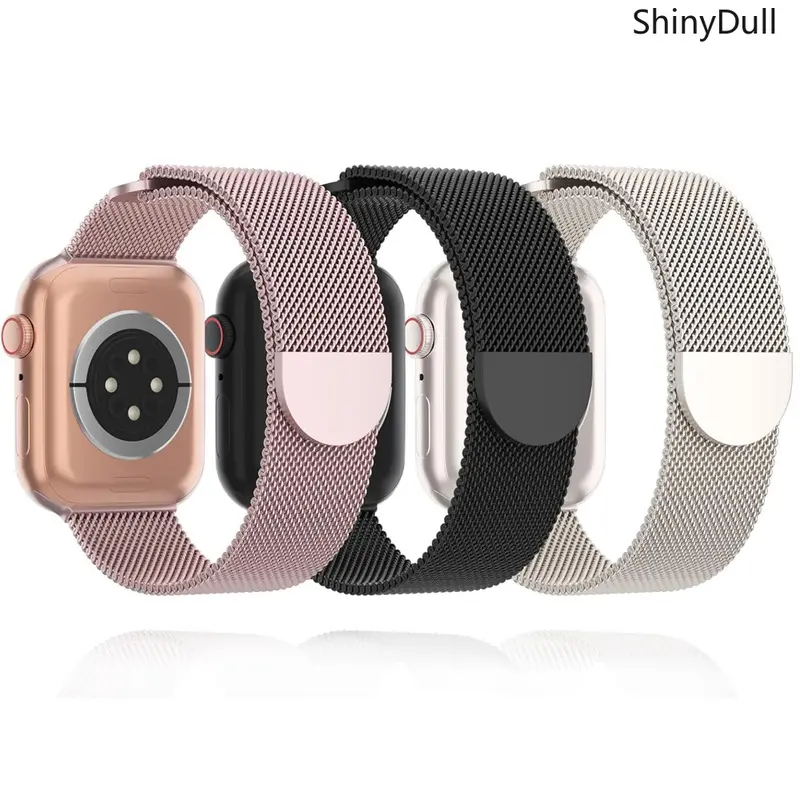 3-Pack Modern Clean Metal Style Stainless Steel Magnetic Sports Watch Bands, Wearable Smart Watch Accessories - Metal Strap with Magnetic Clasp, Compatible with Series 4-11, SE, Ultra/Ultra 3 (Fits 38/40/41mm, 42/44/45/49mm Sizes), Clean Metal Style, Mode