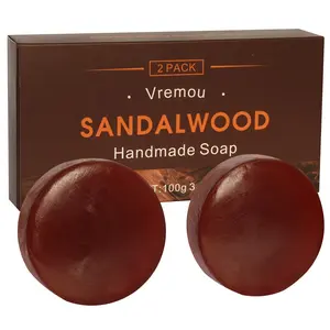 2pcs Sandalwood Soap Body Cleansing, Face Wash Handmade Essential Oil Soap, Improves Dull Skin, Removes Roughness, Softens Skin