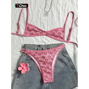 Two-Piece Set Women's Floral Print Bikini Set, Casual Fashion Chic Swimsuit Set for Beach Holiday Vacation, Ladies Summer Clothes