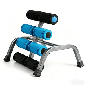 Mini Inversion Table Blue Compact Foldable Spinal Decompression Machine with 8 Massage Rollers, Safe Home Back Stretching Fitness Equipment
