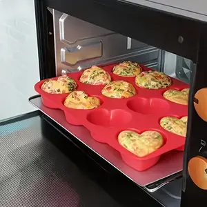 Heart-Shaped Silicone Cake Mold, Silicone Muffin Pan, 12-Cavity Non-Stick Design, Perfect for Brownies, Cupcakes & DIY Cake Pops, Microwave & Freezer Safe