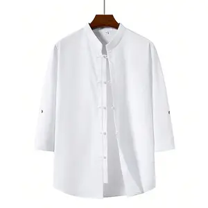 Grandclad Men's Tang Suit Tai Chi Uniform Hanfu Kung Fu Attire Chinese-Style Stand-Collar Shirt Grandclad Men's Tang Suit Tai Chi Uniform Hanfu Kung Fu Attire Chinese-Style Stand-Collar Shirt